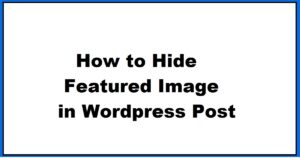 Read more about the article how to hide featured image in wordpress post